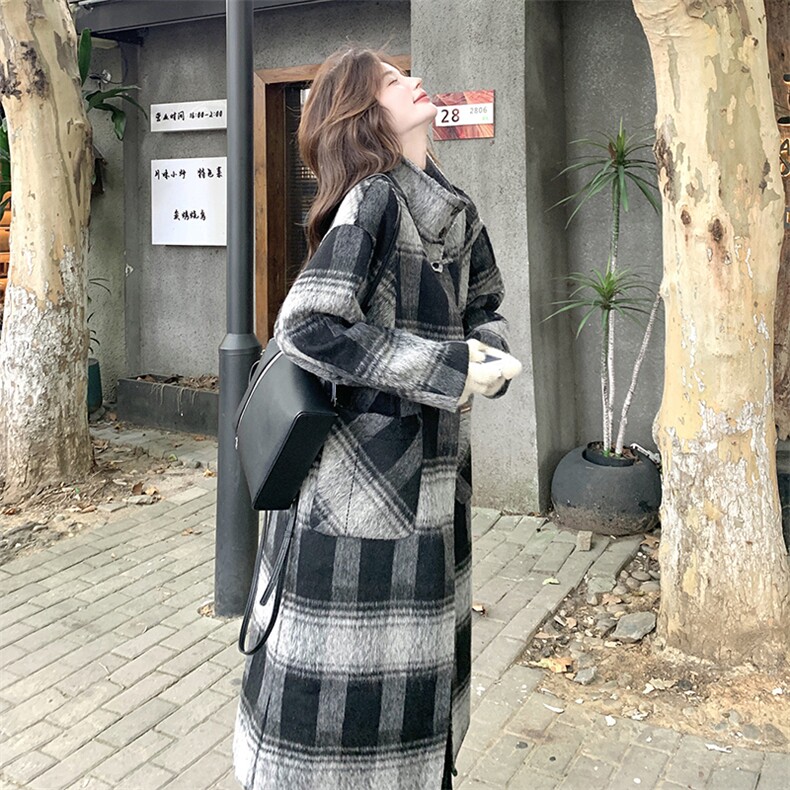 2楼002-2707-P295K388档口现货！格子羊毛外套双面呢大衣,女装毛呢外套,千寻