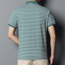 2023夏季新款条纹短袖T恤男薄款中青年男士商务休闲百搭POLO衫潮图片