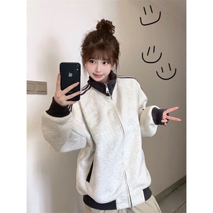 抖音得物高品质26春装美式高街重磅结构拼接织带立领卫衣外套CM42图片