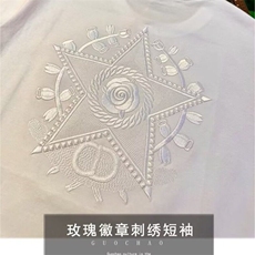 高端刺绣短袖T恤男士2025夏季薄款新款潮流圆领休闲体恤上衣男款，男装T恤，电商B212（原钱塘6029）