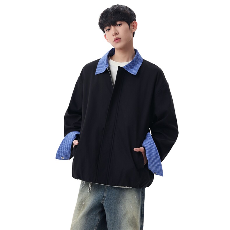 美式格子拼接cleanfit外套男设计感小众高级夹克JK265-P70,男装夹克,星座308B-2