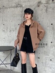 妍妍香衣舍21015秋装韩版拉链连帽卫衣开衫女图片