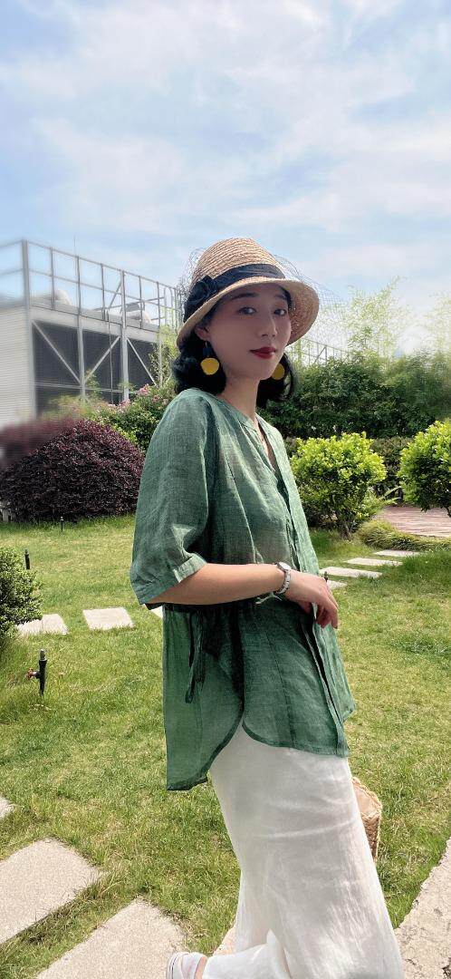 纯苎连衣裙小衫裤子裙子衬衣 时尚风 风淑女风休闲风，女装连衣裙，川哲