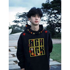 1506/QW110/P47新款字母刺绣连帽卫衣宽松慵懒风chic学生外套，女装短外套，星座1506