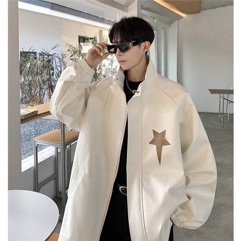 2025港风鳄鱼纹面料火炬印花图案设计潮流休闲夹克男JK77746P85控，男装夹克，星座227-7