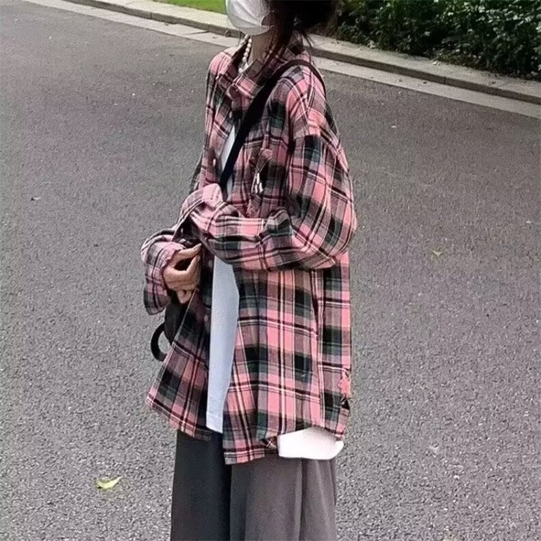 C59-P32美式复古红色格子衬衫,男装衬衫,电商B323A