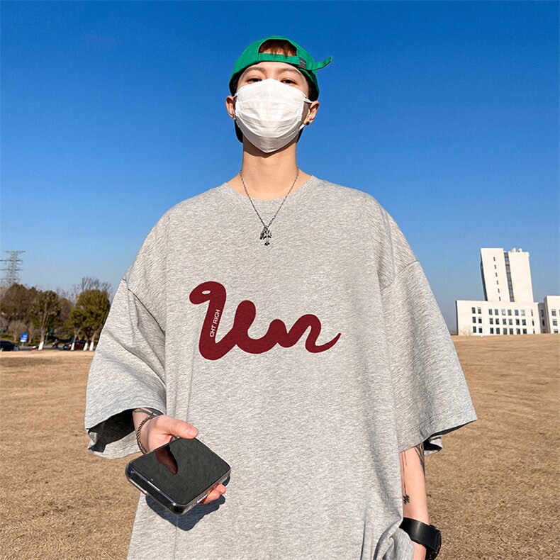 抖音得物二开现货220克夏装重磅美式高街宽松短袖t恤MT201,男装T恤,电商A486-1