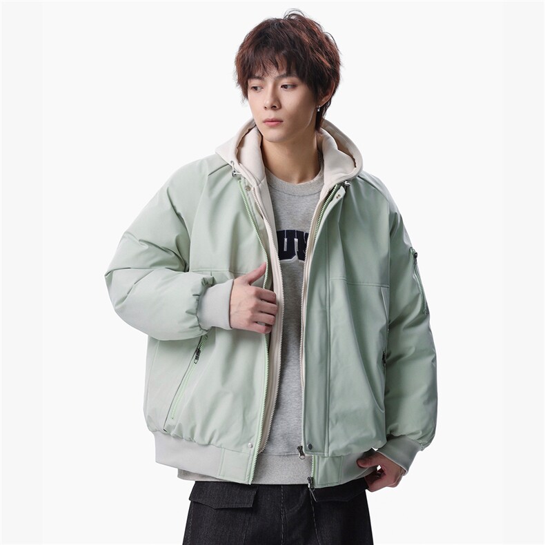 新款冬季大码羽绒棉服棉袄连帽假两件韩版宽松外套A436-2583-P95,男装棉衣,电商A436