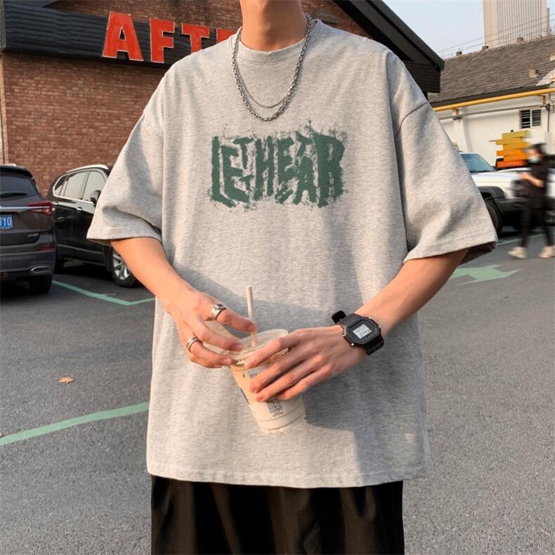 夏季重磅纯棉宽松休闲男士圆领230克港风短袖T恤-T943-P20,男装T恤,星座310B