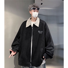 2025年秋季新款港风撞色麂皮绒外套刺绣宽松情侣装夹克男7862-P88，男装夹克，电商C213(原B265)