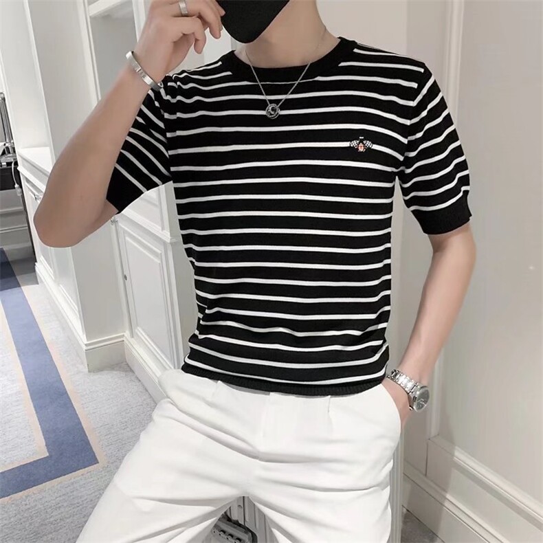 男春季潮韩版宽松百搭情侣冰丝短袖针织衫S247P37,男装针织衫/毛衣,星座1116-2