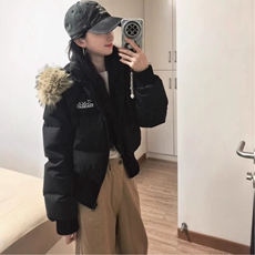 2025冬季新款短款皮草连帽羽绒服女收腰显瘦高级感大毛领羽绒外套，男装羽绒服，星座218-8