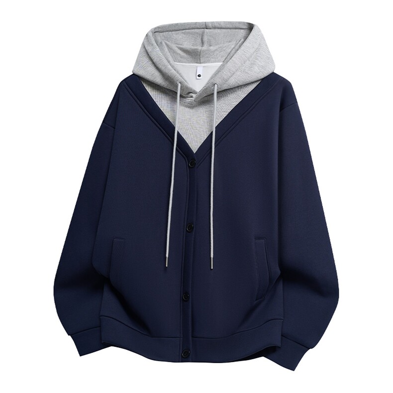 GENIOLAMODE美式假两件连帽卫衣男秋季中性复古2025新款情侣外套,男装卫衣,星座717