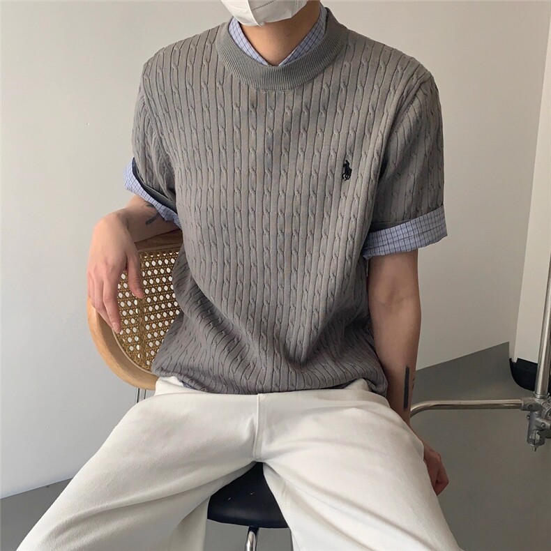 网图+boxy正肩版老钱风冰丝凉感针织短袖T恤W1297/特P45,男装T恤,电商B350