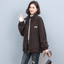 2024冬季新款休闲羊羔绒外套保暖舒适毛外套，女装毛呢外套，独衣靓
