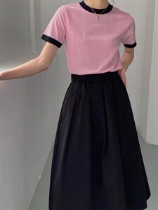 针织短袖+半裙,女装半身裙,季尺