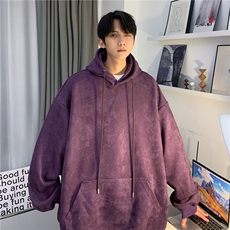 麂皮绒2026春季新款潮流宽松连帽落肩卫衣JK23301-特批40控59，男装卫衣，星座605(原A050)