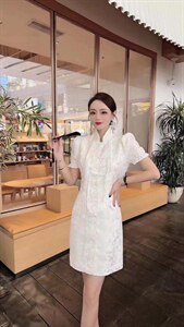 风盘扣连衣裙图片