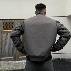 抖音得物美式潮休闲夹克春季立领纯色复古工装加厚棉服外套AMY01，男装夹克，电商A443