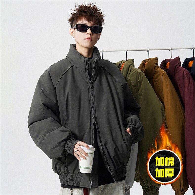 现货美式高街休闲棉衣夹克三防立领纯色户外工装加厚棉服外套，男装夹克，电商A486