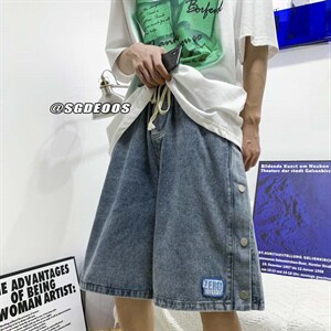 夏季牛仔短裤排扣潮牌百搭宽松休闲五分裤313A-1-NZ003-P45 控58图片