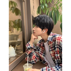 红色格子磨破衬衫宽松潮流百搭美式高街衬衣外套CS909特P40，男装衬衫，星座1007（原301D）