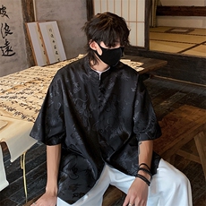 特批P35无差价夏季新中式唐装冰丝衬衣风大码短袖衬衫男CD2262，男装衬衫，电商A001-1