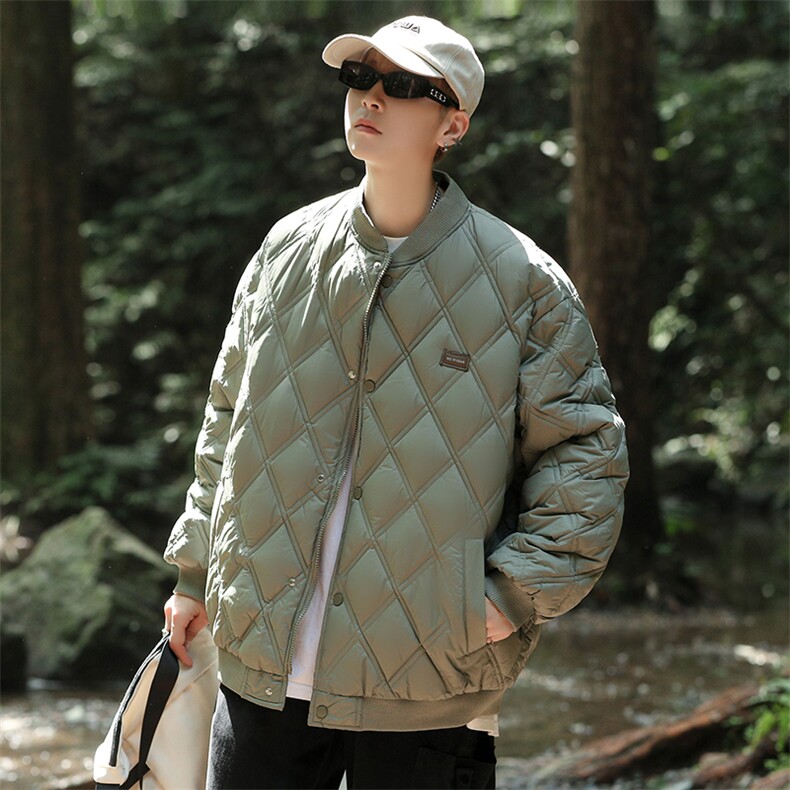棒球领男士加厚棉衣格子棉服青年休闲棉袄冬季潮A266-WMY8623-P75图片