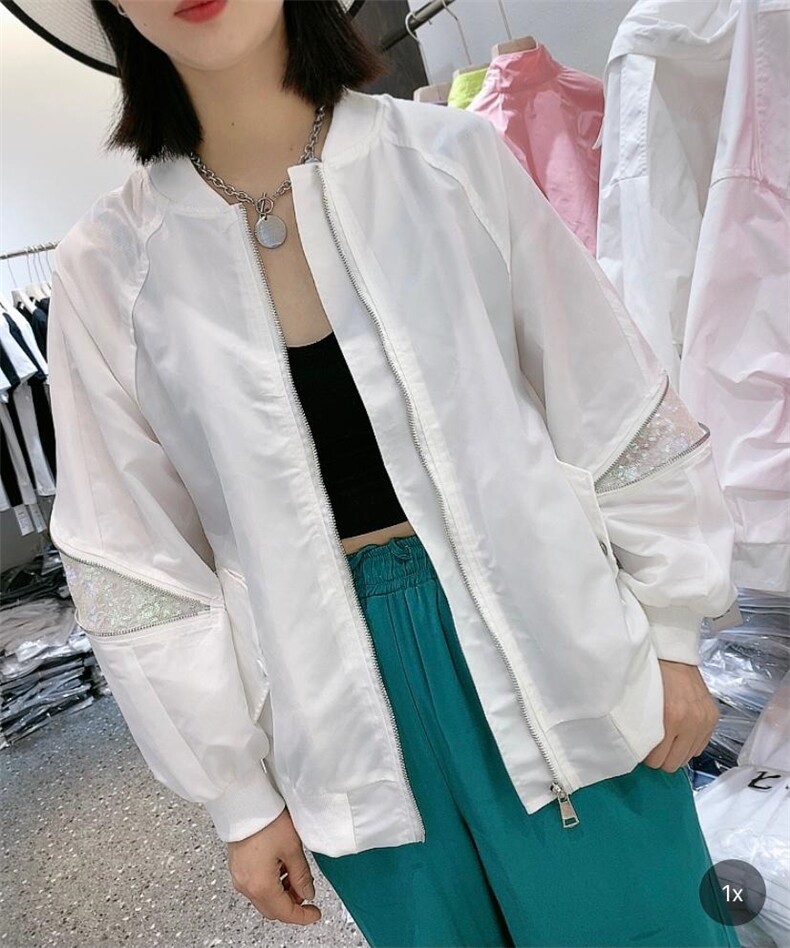 Z2127春季炸街女潮ins设计感小众薄款亮片上衣宽松外套,女装,L·H·X