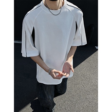 抖音得物二开品质240克宽松纯棉美式潮牌高街痞帅短袖T恤YQ46，男装T恤，电商A486-1