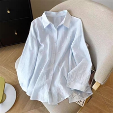 TC551-P45后背镂空超好看开叉衬衣长袖薄款夏季慵懒风系带衬衫，女装衬衫，星座617A-2