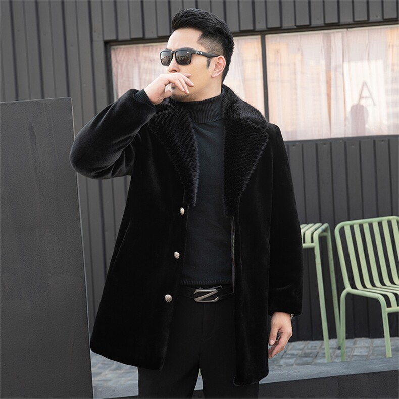 2023新款春秋季男士外套金貂绒中长款中年男装夹克时尚百搭上衣服,男装夹克,电商B212（原钱塘6029）