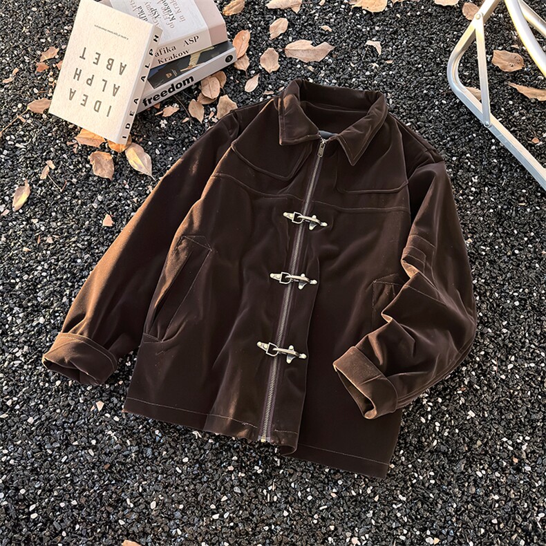 解构拼接飞机扣短款夹克男女复古vintage麂皮外套JK08575-P78,男装夹克,星座308B-2
