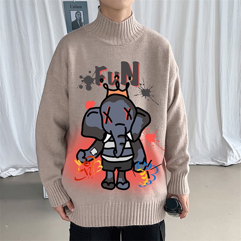 M18221-P45加绒款-P65半高领毛衣男士大码针织衫男毛线衣男,男装针织衫/毛衣,电商A040