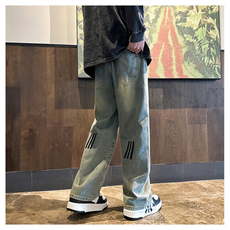 k1073-p55-控78M-5XL现货宽松cleanfit牛仔裤马丁靴黑暗拼接,男装牛仔裤,星座116