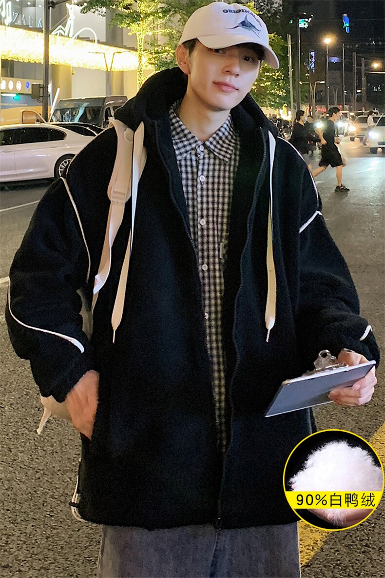 冬装青少年加厚羊羔绒连帽外套休闲羽绒服男女8153-P195控价268,男装羽绒服,电商A441-1