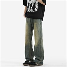 C315-G3022现货高质量高街复古重工洗水猫须马骝牛仔裤(P65限89)2，男装牛仔裤，电商C315