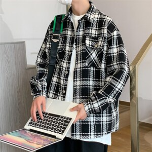 小香风翻领外套男2023秋季韩版潮流帅气港风宽松夹克 W2875-P60图片