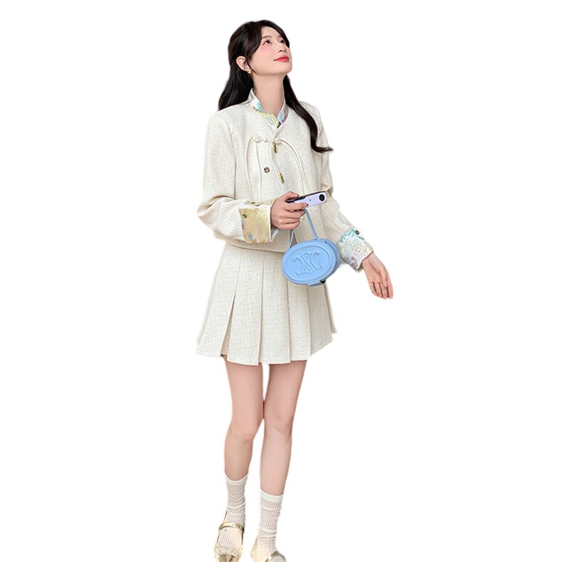 小香我风外套迷你裙两件套,女装套装/套裙,红龙果
