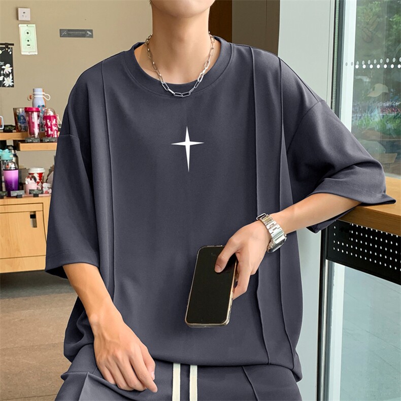 夏季清爽T桖休闲时尚宽松百搭冰丝跑步运动TT352-特批-36,男装T恤,星座718