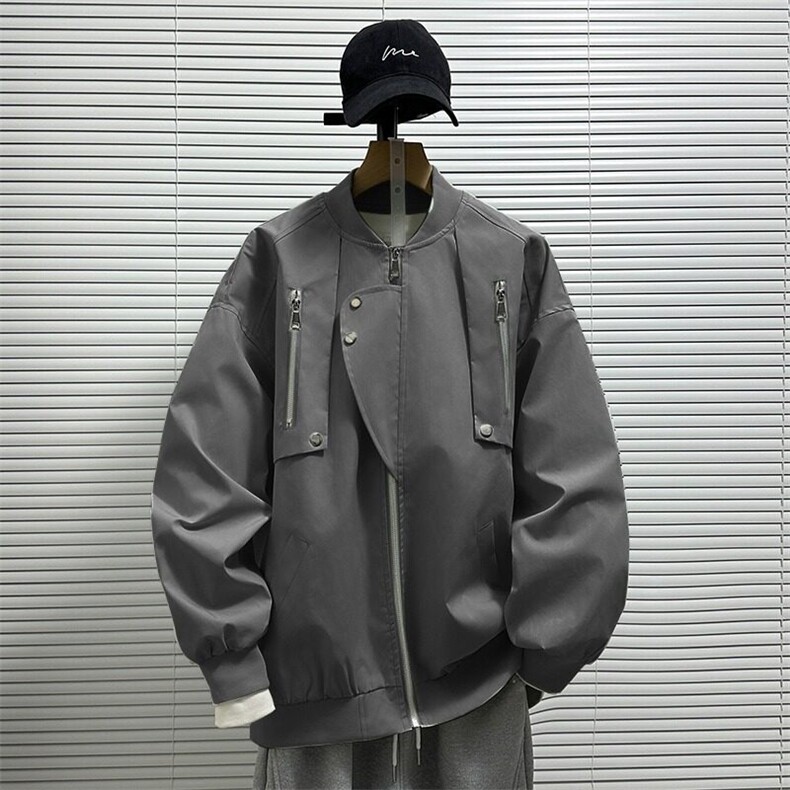 美式高街工装外套男设计感棒球服潮牌复古飞行员夹克LJK1011-p62图片