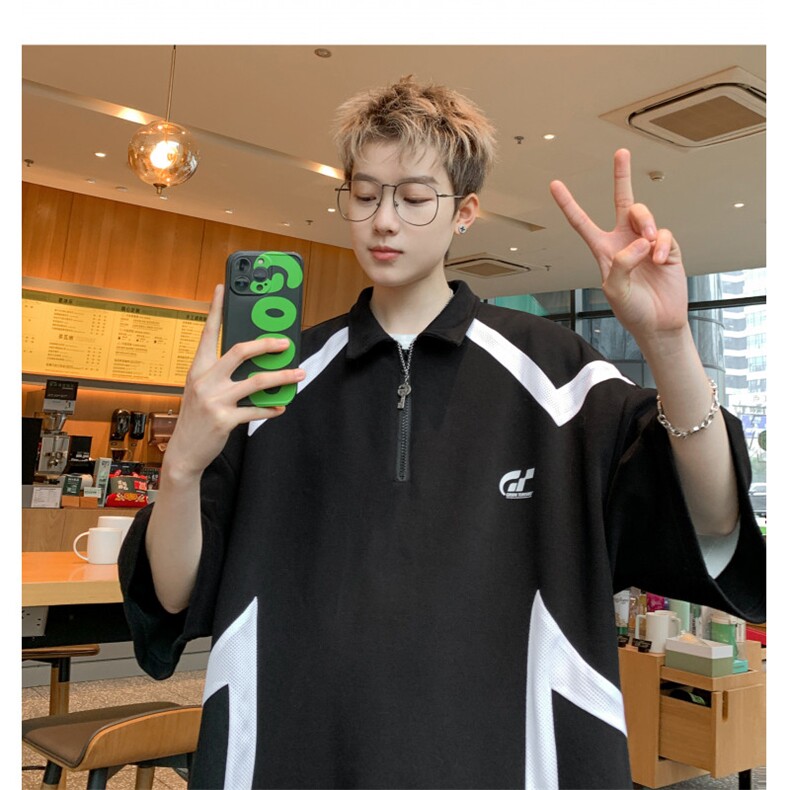 抖音品质！重磅夏季美式冰丝POLO衫男潮流宽松短袖XP2405-P45控68图片