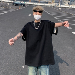 美式复古t恤短袖男夏季金属设计感小众重磅体恤百搭潮流半袖上衣图片
