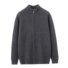 秋冬新品男士羊毛衫时尚百搭七针拉链开衫高品质舒适保暖毛衣，男装羊毛衫，牧圣羊绒