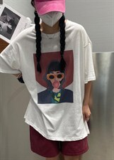 夏季新款大版图案T恤，女装T恤，JIAN.Z 简.站