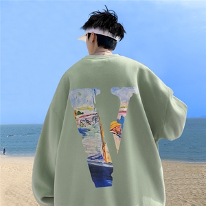 秋季宽松大码港风油画v印花圆领卫衣WY116-特p28（抖音不可售）图片
