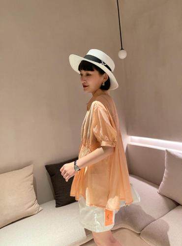 天丝褶皱小衫，女装，Da.金