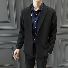 休闲西服外套男春秋韩版修身礼服商务黑色小西服Y73无装饰，男装西服，星座1116A-2（原606A-1）