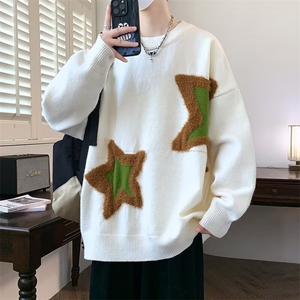 秋冬季青少年毛衣男孩初中高中学生鹿毛绒提花冬装打底针织衫图片