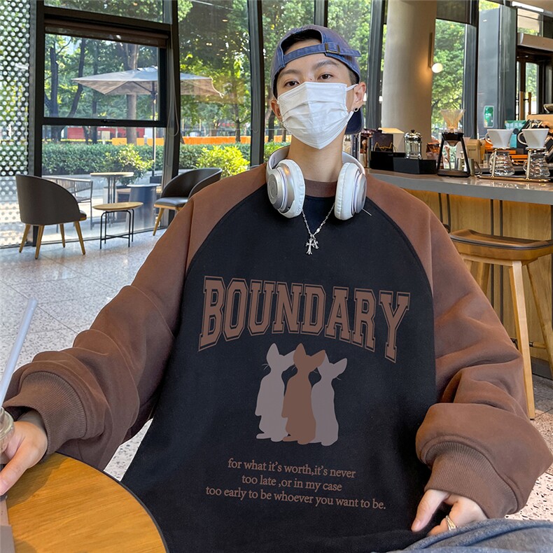 港风秋季时尚百搭宽松字母印花潮流圆领卫衣TPWY613特批35控58,男装卫衣,电商A268A